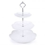 INCH 3 Tier Porcelain Tiered Cake Stand Stacked Cupcake and Dessert Tower Serving Tray for Wedding Birthday Party,White,Round