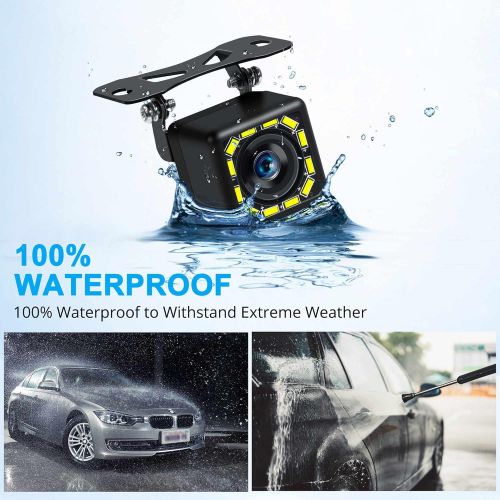  [아마존베스트]INCLAKE Car Backup Camera, Rear View Camera Ultra HD 12 LED Night Vision,Waterproof Reverse Camera 140° Wide View Angel with Multiple Mount Brackets for Universal Cars,SUV,Trucks,RV and Mo