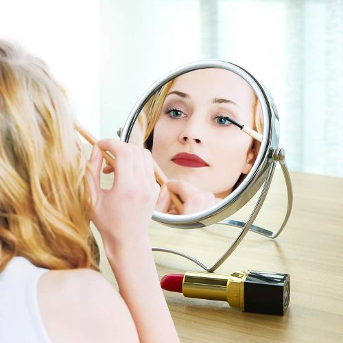  INCOK 10X 1X Double Sided Magnifying Makeup Mirror - 5 Metal High Definition Magnified Makeup Mirror 360° Swivel Rotation Vanity Mirror with Magnification Handheld Cosmetic Mirror for Ho