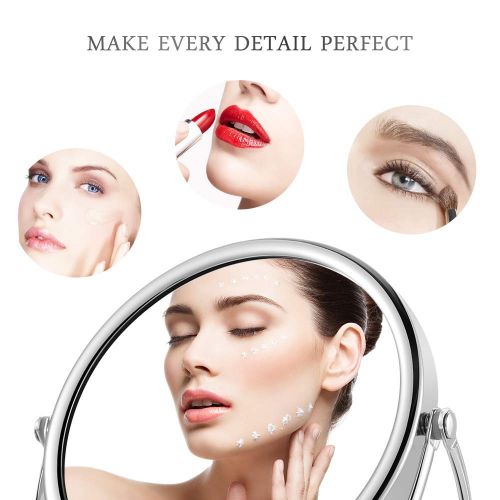  INCOK 10X 1X Double Sided Magnifying Makeup Mirror - 5 Metal High Definition Magnified Makeup Mirror 360° Swivel Rotation Vanity Mirror with Magnification Handheld Cosmetic Mirror for Ho