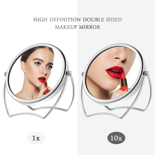  INCOK 10X 1X Double Sided Magnifying Makeup Mirror - 5 Metal High Definition Magnified Makeup Mirror 360° Swivel Rotation Vanity Mirror with Magnification Handheld Cosmetic Mirror for Ho