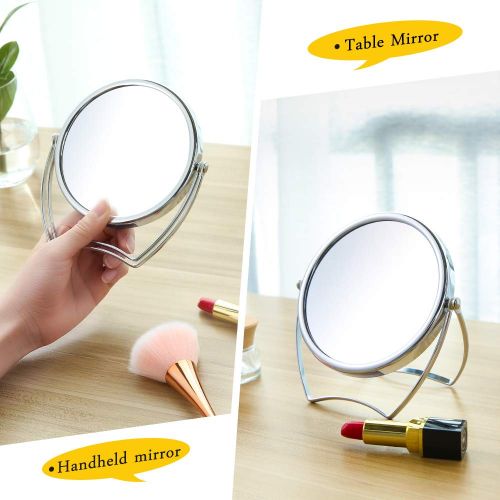  INCOK 10X 1X Double Sided Magnifying Makeup Mirror - 5 Metal High Definition Magnified Makeup Mirror 360° Swivel Rotation Vanity Mirror with Magnification Handheld Cosmetic Mirror for Ho