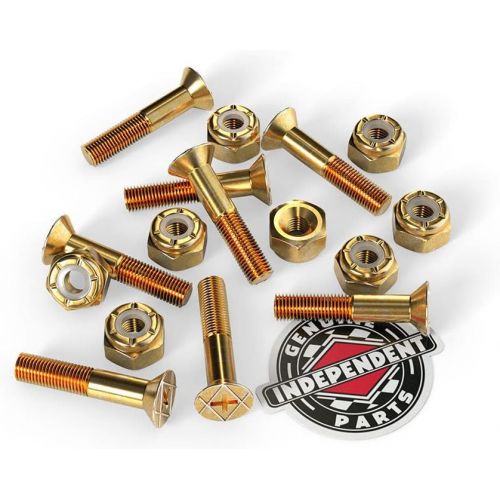  INDEPENDENT Skateboard Hardware 1 Phillips Black/Gold 8 Nuts and Mounting Bolts