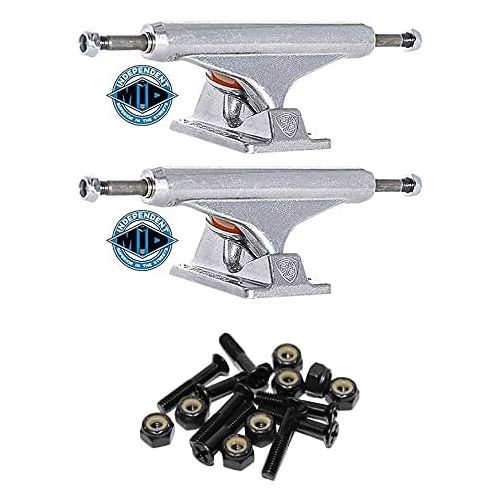  Independent Stage 11-144 mm Mid Silver Skateboard Trucks - 5.67 Hanger 8.25 Axle with 1 Raven Black Hardware - Bundle of 2 Items