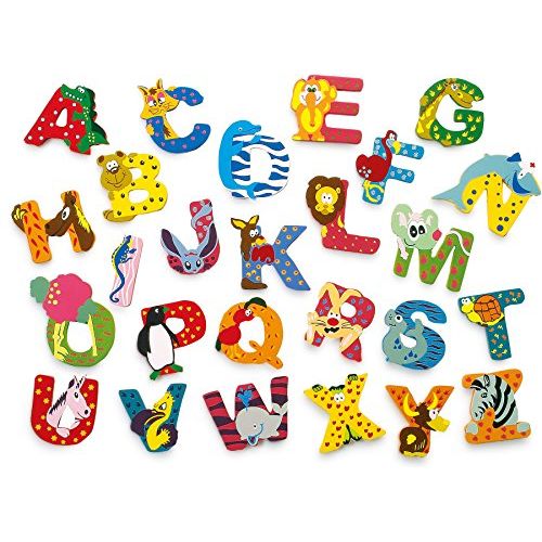  INDIGOS UG - Wood letter - M - for children and babies - Motif animals for the childrens room, school, kindergarten, for playing, crafting and collecting