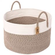 [아마존 핫딜] [아마존핫딜]INDRESSME Cotton Rope Basket | Extra Large Woven Hamper Basket with Handles Nursery Storage Baby Laundry Basket Rope Storage Bin for Organizer Toys, Pillow 20D x 13H