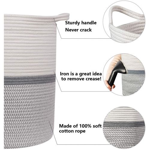  INDRESSME Goodpick Large Cotton Rope Basket 14.2 x 13.4 x 16.2 -Baby Laundry Basket Tall Woven Basket Blanket Nursery Bin