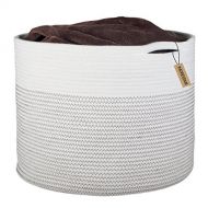 INDRESSME Extra Large Storage Baskets Cotton Rope Basket Woven Baby Laundry Basket with Handle for Diaper Toy Cute Neutral Home Decor Addition Diaper Toy 17 x 14.7