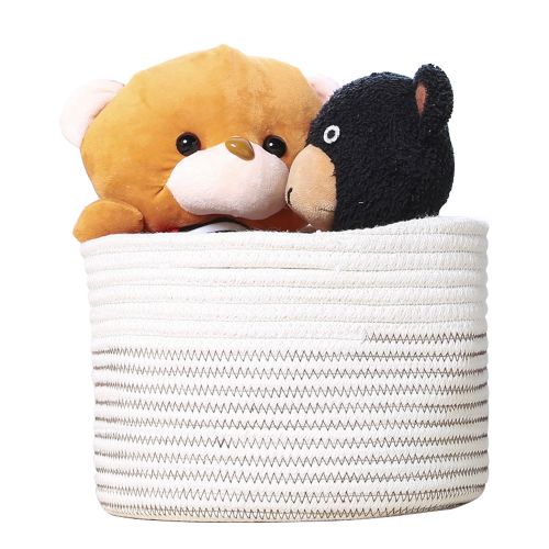  INDRESSME Small Storage Basket - Cute Cotton Rope Basket - Closet Storage Bins - Desk Basket Organizer - Baby Nursery Organizer for Toy Storage Bin- 9.4 x 9.4 x 7.1