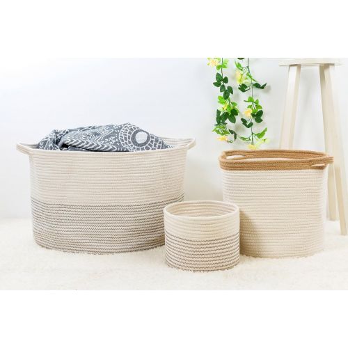  INDRESSME Small Storage Basket - Cute Cotton Rope Basket - Closet Storage Bins - Desk Basket Organizer - Baby Nursery Organizer for Toy Storage Bin- 9.4 x 9.4 x 7.1