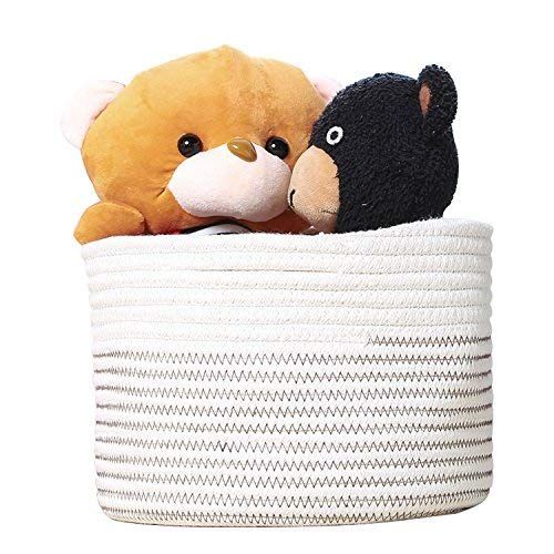  INDRESSME Small Storage Basket - Cute Cotton Rope Basket - Closet Storage Bins - Desk Basket Organizer - Baby Nursery Organizer for Toy Storage Bin- 9.4 x 9.4 x 7.1