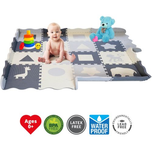  INEX Life Soft Foam Baby Play Mat - Interlocking Floor Tiles, Extra Thick (0.80) | Non-Toxic, Crawling, Tummy Time Mat | Neutral Colors, Children Play Room & Baby Nurseries | Infant, Baby, T