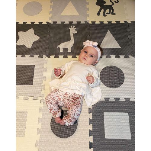 INEX Life Soft Foam Baby Play Mat - Interlocking Floor Tiles, Extra Thick (0.80) | Non-Toxic, Crawling, Tummy Time Mat | Neutral Colors, Children Play Room & Baby Nurseries | Infant, Baby, T