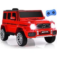 INFANS Licensed Mercedes Benz G63 Kids Ride On Car, 12V Electric Vehicle with Remote Control, Double Open Doors, Music, Bluetooth, Wheels Suspension, Battery Powered for Children Boy Girl (Red)