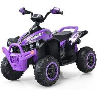 INFANS Kids Ride on ATV, 12V 4 Wheeler Quad Toy Vehicle with Music, Horn, High Low Speeds, LED Lights, Electric Ride On Toy, Battery Powered Wheels Car for Kids Over 3 Years Old (Violet)