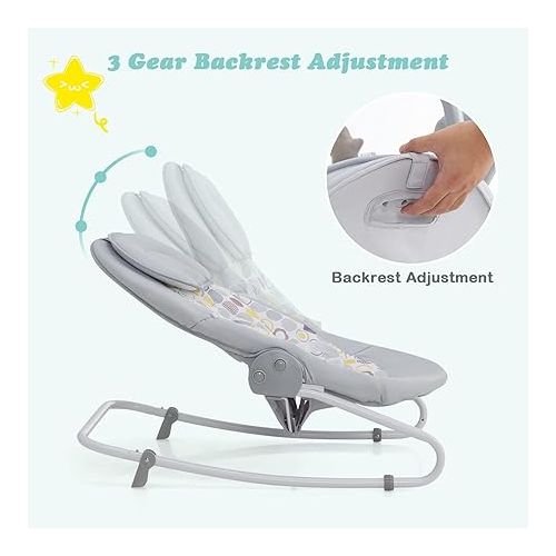  INFANS 2 in 1 Baby Swing and Bouncer for Infants, Portable Newborn Rocker with 5 Speed Sway Music Timing 3 Toys Remote Control, Easy Fold, Compact Electric Baby Swing for 0-6 Months Boy Girl