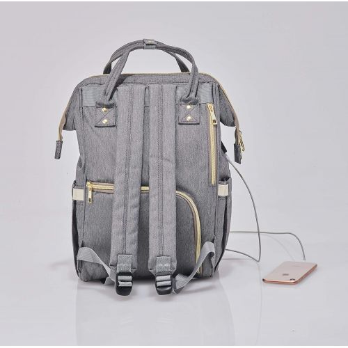  IINFANTOLOGY Baby Diaper Bag - Multi Function Backpack (Grey)
