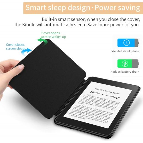  [아마존베스트]INFILAND Infiland Kindle Paperwhite 2018 Case Compatible with Amazon Kindle Paperwhite 10th Generation 6 inches 2018 Release(Auto Wake/Sleep), Black