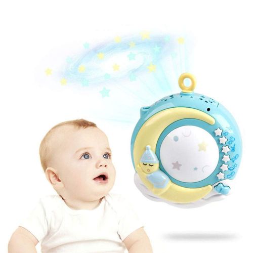  INFILM Baby Musical Crib Mobile with Timing Function Projector and Lights, Rotating Hanging Rattles with Remote Control Music Box, Newborn Infant Baby Boy Girl Toys (Pink)