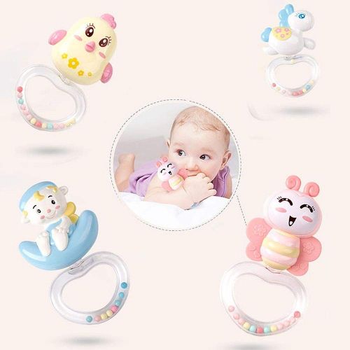  INFILM Baby Musical Crib Mobile with Timing Function Projector and Lights, Rotating Hanging Rattles with Remote Control Music Box, Newborn Infant Baby Boy Girl Toys (Pink)