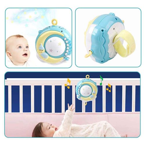  INFILM Baby Musical Crib Mobile with Timing Function Projector and Lights, Rotating Hanging Rattles with Remote Control Music Box, Newborn Infant Baby Boy Girl Toys (Pink)