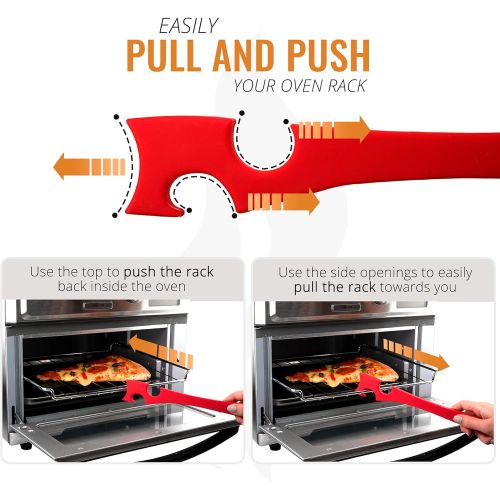  INFRAOVENS Silicone Oven Rack Push Pull Tool with Longer Handle Ideal for Kitchen Oven, Toaster Oven, Air Fryer, Convection Oven and Small Kitchen Appliances