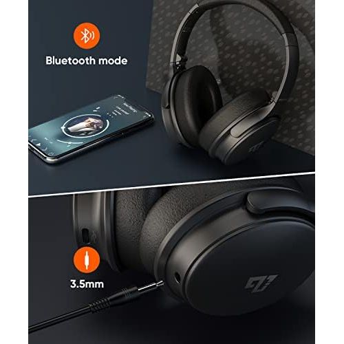  Active Noise Cancelling Headphones, INFURTURE H1 Wireless Over Ear Bluetooth Headphones, Deep Bass Headset, Low Latency, Memory Foam Ear Cups,40H Playtime, for Adults, Kids, TV, Tr