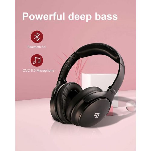  Active Noise Cancelling Headphones, INFURTURE H1 Wireless Over Ear Bluetooth Headphones, Deep Bass Headset, Low Latency, Memory Foam Ear Cups,40H Playtime, for Adults, Kids, TV, Tr