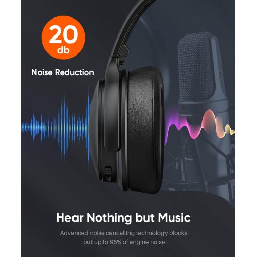  Active Noise Cancelling Headphones, INFURTURE H1 Wireless Over Ear Bluetooth Headphones, Deep Bass Headset, Low Latency, Memory Foam Ear Cups,40H Playtime, for Adults, Kids, TV, Tr