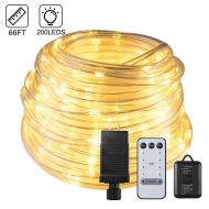 INHDBOX 66ft 200LED Dimmable Rope Lights,UL Plug-in String Night Light, 8 Modes&Timer Control,IP67 Outdoor Decorative Fairy Lighting Mood House/Wedding/Party/Garden (Warm Light)