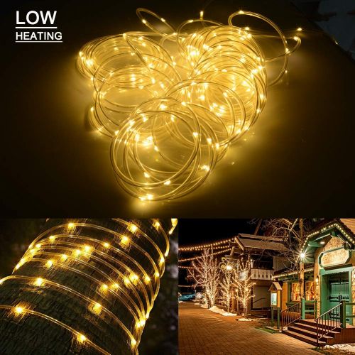  INHDBOX 66ft 200LED Dimmable Rope Lights,UL Plug-in String Night Light, 8 Modes&Timer Control,IP67 Outdoor Decorative Fairy Lighting Mood House/Wedding/Party/Garden (Warm Light)