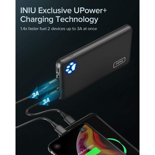  [아마존베스트]INIU Portable Charger, 10000mAh Power Bank, High-Speed 2 USB Ports with Flashlight Battery Pack, Ultra Compact Slim Phone Charger Compatible with iPhone XS X 8 7 6 Samsung Galaxy N