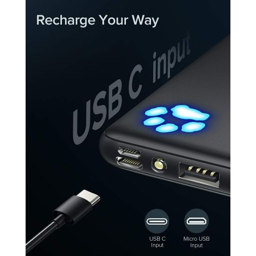  [아마존베스트]INIU Portable Charger, 10000mAh Power Bank, High-Speed 2 USB Ports with Flashlight Battery Pack, Ultra Compact Slim Phone Charger Compatible with iPhone XS X 8 7 6 Samsung Galaxy N