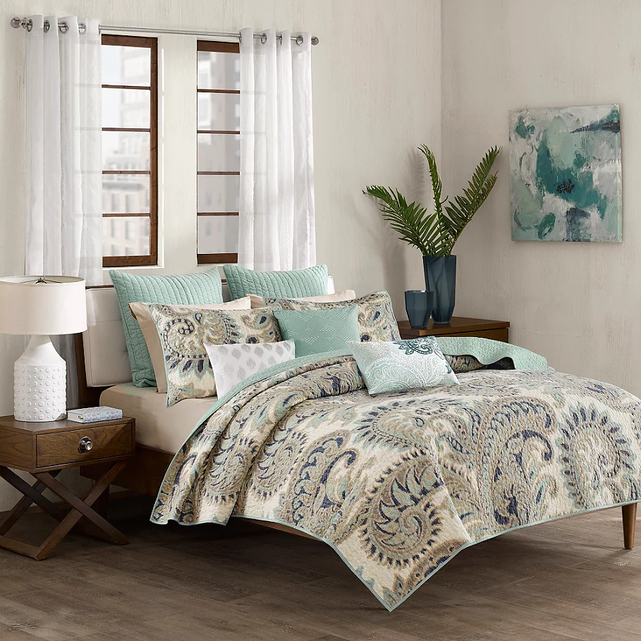 INK+IVY Mira Coverlet Set in Blue