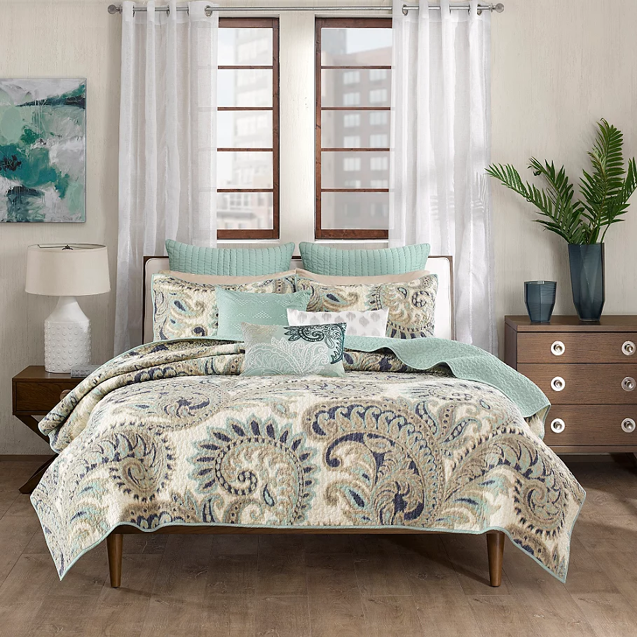  INK+IVY Mira Coverlet Set in Blue