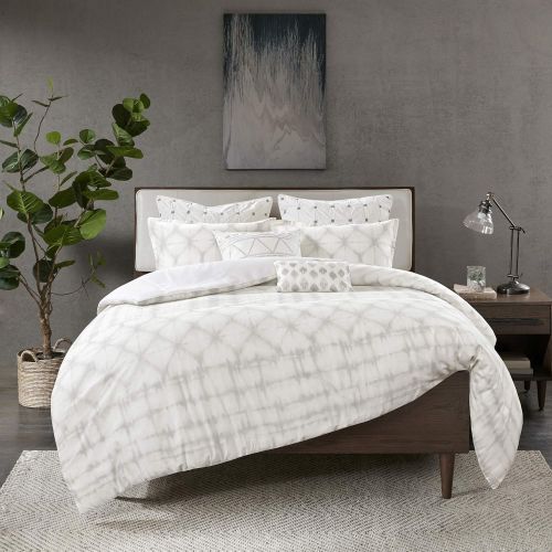  Ink+Ivy Nova Duvet Cover KingCal King Size - Ivory, Blue, Geometric Duvet Cover Set  3 Piece  100% Cotton Light Weight Bed Comforter Covers