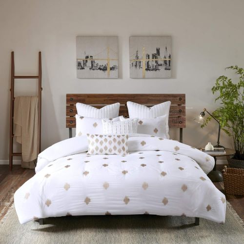  Ink+Ivy Nova Duvet Cover KingCal King Size - Ivory, Blue, Geometric Duvet Cover Set  3 Piece  100% Cotton Light Weight Bed Comforter Covers