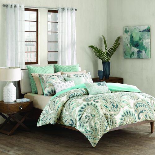  Ink+Ivy Mira Duvet Cover King Size - Teal , Paisley Duvet Cover Set  3 Piece  100% Cotton Light Weight Bed Comforter Covers