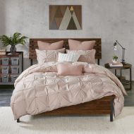 Ink+Ivy Masie Duvet Cover KingCal King Size - Blush , Elastic Embroidery Tufted Ruffles Duvet Cover Set  3 Piece  100% Cotton Percale Light Weight Bed Comforter Covers