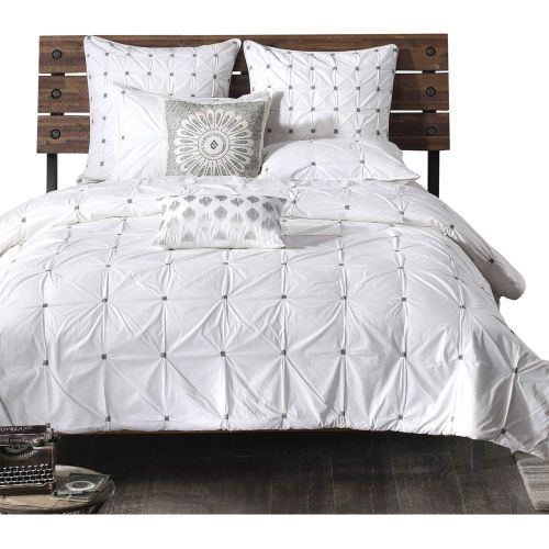  Ink+Ivy Masie Duvet Cover KingCal King Size - Blush , Elastic Embroidery Tufted Ruffles Duvet Cover Set  3 Piece  100% Cotton Percale Light Weight Bed Comforter Covers