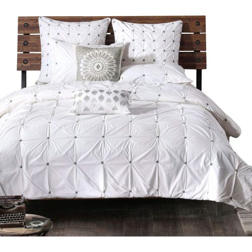  Ink+Ivy Masie Duvet Cover KingCal King Size - Blush , Elastic Embroidery Tufted Ruffles Duvet Cover Set  3 Piece  100% Cotton Percale Light Weight Bed Comforter Covers