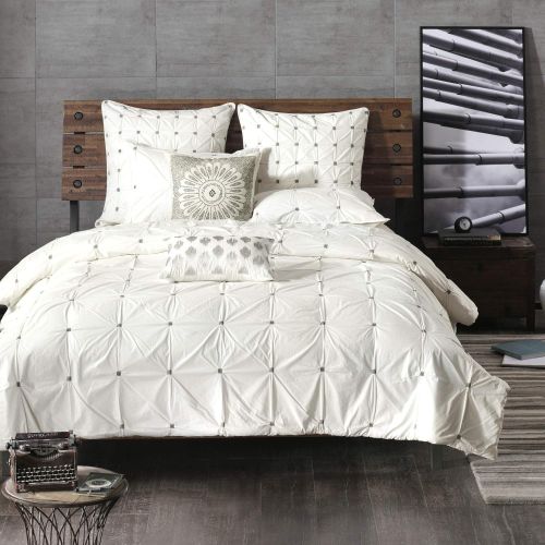  Ink+Ivy Masie Duvet Cover KingCal King Size - Blush , Elastic Embroidery Tufted Ruffles Duvet Cover Set  3 Piece  100% Cotton Percale Light Weight Bed Comforter Covers