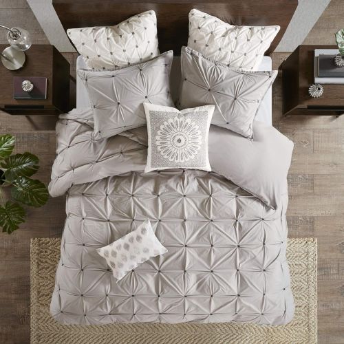  Ink+Ivy Masie Duvet Cover KingCal King Size - Blush , Elastic Embroidery Tufted Ruffles Duvet Cover Set  3 Piece  100% Cotton Percale Light Weight Bed Comforter Covers