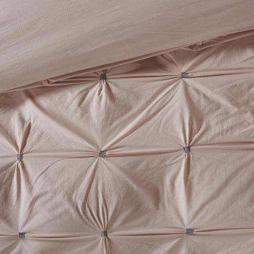  Ink+Ivy Masie Duvet Cover KingCal King Size - Blush , Elastic Embroidery Tufted Ruffles Duvet Cover Set  3 Piece  100% Cotton Percale Light Weight Bed Comforter Covers