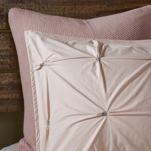  Ink+Ivy Masie Duvet Cover KingCal King Size - Blush , Elastic Embroidery Tufted Ruffles Duvet Cover Set  3 Piece  100% Cotton Percale Light Weight Bed Comforter Covers