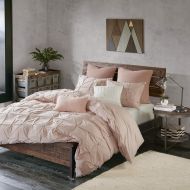 Ink+Ivy Masie 3 Piece Elastic Embroidered Cotton Comforter Set Blush FullQueen