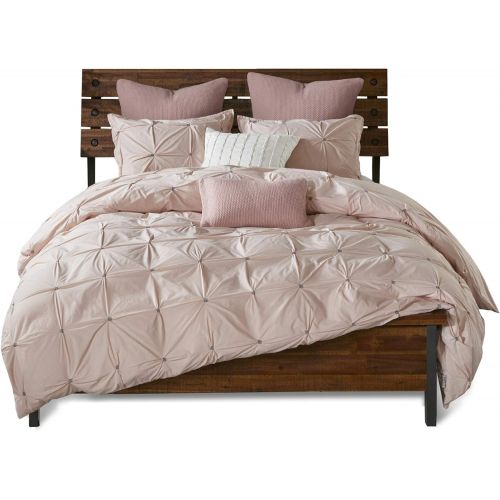  Ink+Ivy Masie 3 Piece Elastic Embroidered Cotton Comforter Set Blush FullQueen