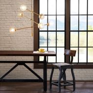 Ink+Ivy Cyrus Modern Brass Industrial Chandelier , 6 Bulb Sputnik Dining Room Lighting Fixtures Hanging Ceiling Light , Gold