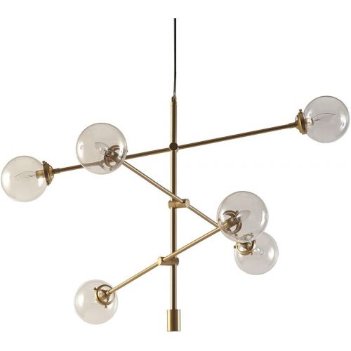  Ink+Ivy Cyrus Modern Brass Industrial Chandelier , 6 Bulb Sputnik Dining Room Lighting Fixtures Hanging Ceiling Light , Gold