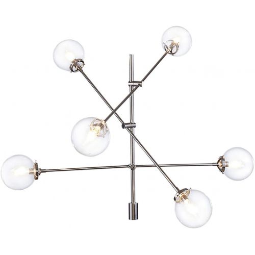  Ink+Ivy Cyrus Modern Brass Industrial Chandelier , 6 Bulb Sputnik Dining Room Lighting Fixtures Hanging Ceiling Light , Gold